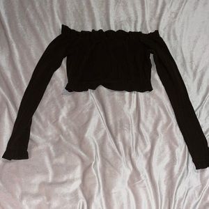 Dark Brown Long sleeve crop top